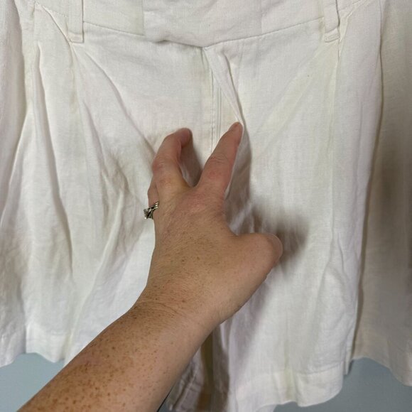 A New Day Womens White Linen Blend Pleated Front Paper Bag Shorts Sz 12 Casual - Picture 5 of 11